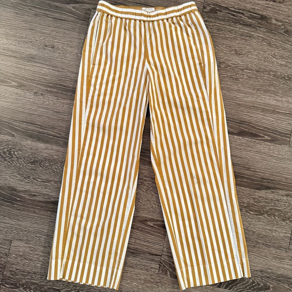 AYR Golden Yellow & White Vertical Stripe Wide-Leg Pants